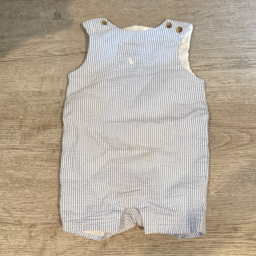 Janie and Jack Blue and White Striped One Piece with bunny